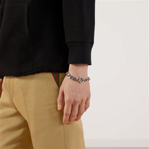 gucci lock bracelet|silver bracelet with interlocking g.